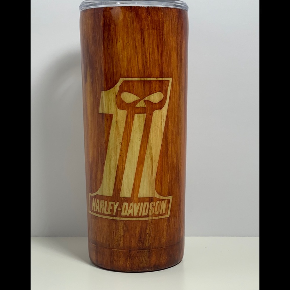 Custom Wood Grain Biker theme 20 oz tumbler